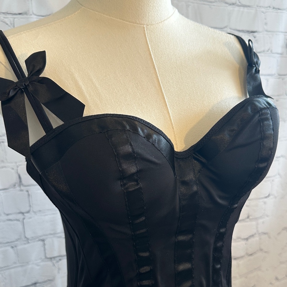 Morbid Threads Black Satin Corset Top - Picture 2 of 8